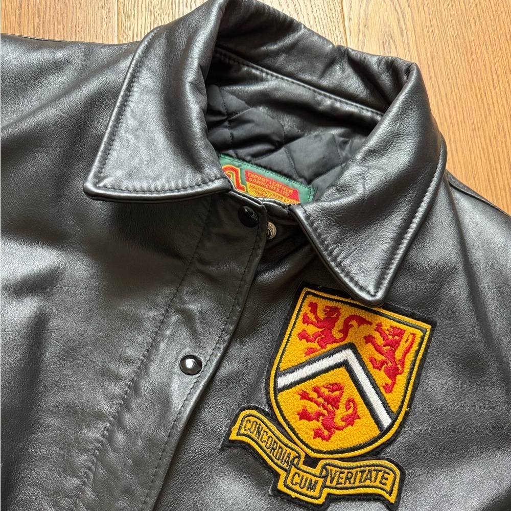 University of Waterloo 1999 Vintage Letterman Ladies Jacket - Black Leather - M - Picture 5 of 12